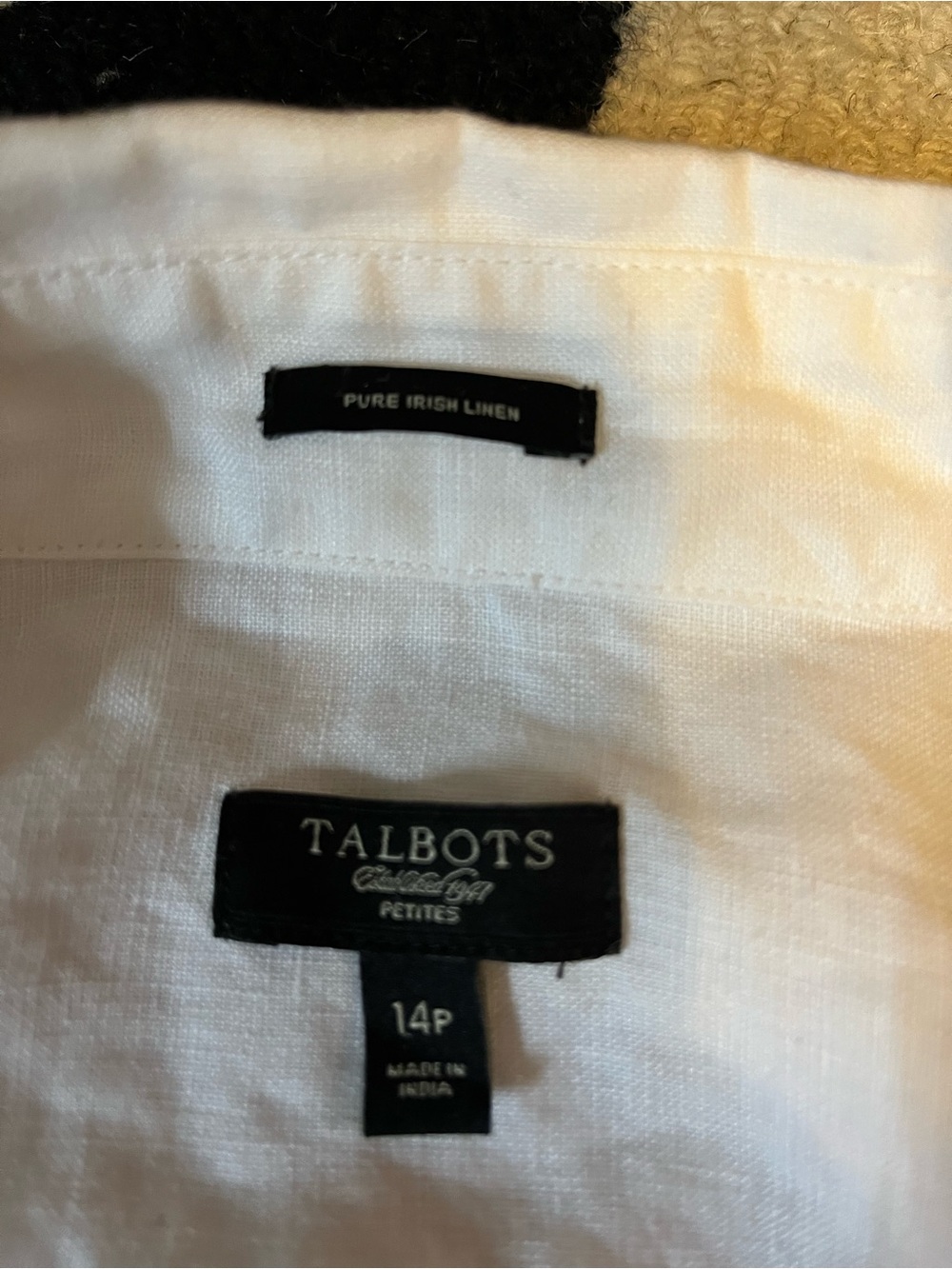 Talbots White Pure Irish Linen Petite Blouse